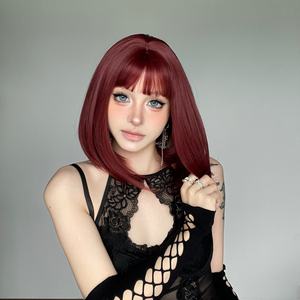 Perruque pré-épilée en gros, courte et bouclée, avec frange, longueur épaules, tendance, best-seller, perruque pour femmes - Product Image 4