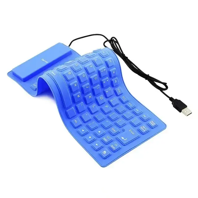 Keyboard portabel Laptop fleksibel, papan ketik silikon dapat dilipat tahan air 85 tombol senyap