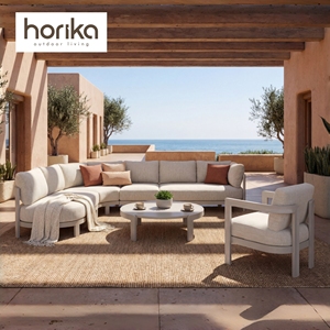 Canapé de patio de luxe en aluminium, mobilier de jardin, canapé d'extérieur modulable, ensemble de canapés de salon d'extérieur modernes et courbés - Product Image 1