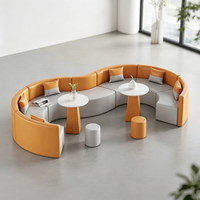 Ensemble de canapé sectionnel en cuir moderne et table basse, mobilier de bureau commercial durable et écologique au design contemporain