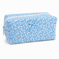 Sacs cosmétiques à fermeture éclair en polyester à imprimé floral - Grande capacité, légers et portables pour les voyages et l'usage quotidien