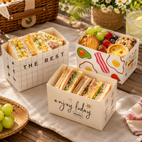 Boîtes alimentaires en carton imprimées sur mesure, contenants rigides jetables, emballages pour sandwichs, salades, en-cas, pour café, boulangerie, charcuterie