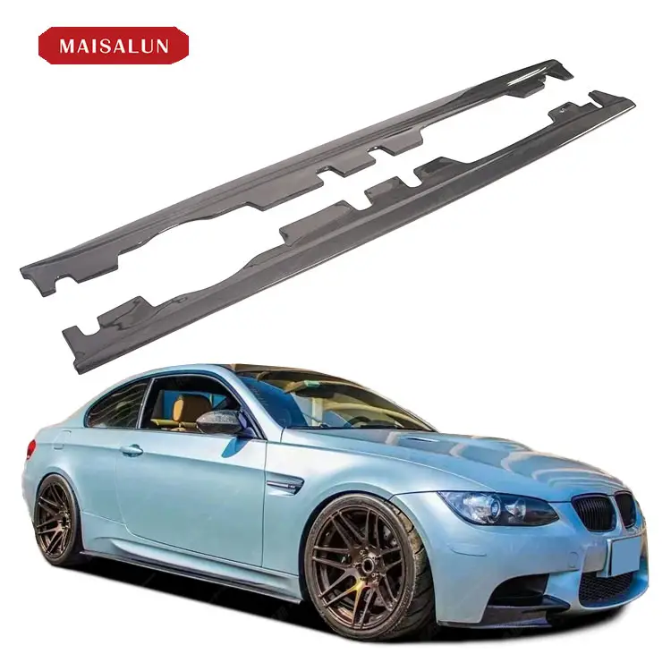 Saias laterais verdadeiras de fibra de carbono para BMW E92 M3 2005-2013 peças de automóvel saias laterais de fibra de carbono