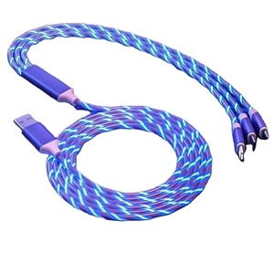 3 In 1 Usb <b>Cable</b> Nylon Led Light Flowing For Iphone Android <b>Type</b> <b>C</b> Mobile Phone <b>Charging</b> Data <b>Cable</b> - Product Image 4