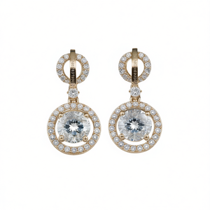 Boucles d'oreilles Amelie Edina en or 18 carats avec diamants, taille brillant rond, couleur D, certifiées GIA, style classique pour femme, pour mariage - Product Image 1