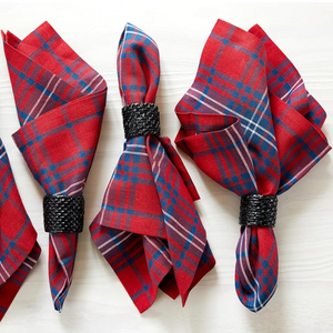 Red Navy <strong>Tartan</strong> Plaid Linen Dinner <strong>Napkins</strong> Machine Washable Handcrafted Cloth <strong>Napkins</strong> for Everyday Dining - Product Image 1
