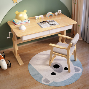 Table en bois à hauteur réglable avec manivelle manuelle et tiroirs pour un travail ou des études confortables - Product Image 1
