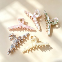 Ume Wholesale Custom Logo 11.5cm Jumbo Acetate Hair Claw Clips Marbled Cross Jaw Clip for Extra Thick Hair