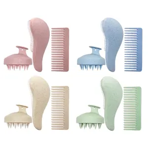 Wheat Straw Comb 3-piece Set for Cross border Hot Selling Hair Massage, Head Comb, Knot, Hair Silk Beauty Comb