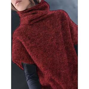 Chaleco de punto sin mangas asimétrico de lana suave color camel para mujer - Product Image 1