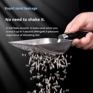 Cuchara para arena para gatos rectangular de acero inoxidable BIKO al por mayor, fácil de limpiar, 200g, desodorante transfronterizo para cajas de arena para gatos - Product Image 4