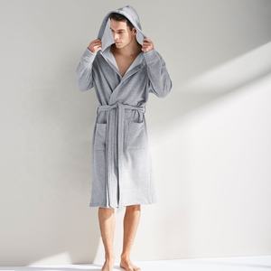 Jubah Mandi Wanita Mewah Berlogo Khusus 100% Katun, Model Hoodie Rajut <span class=keywords><strong>Jersey</strong></span> untuk Spa & Hotel - Product Image 2