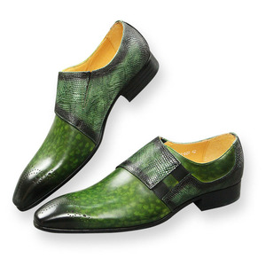 Mocasines de Hombre Hechos a Mano de Alta Calidad, Cuero Genuino Pintado a Mano, Clásicos de Moda para Negocios, Verde, Negro, Personalizados para Boda, Primavera - Product Image 2