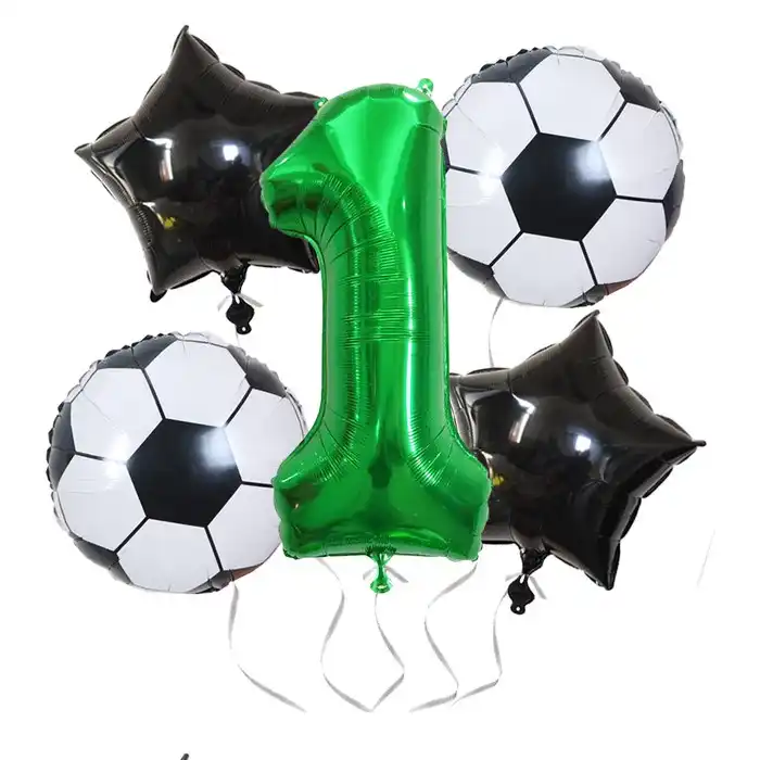  Juego de globos de fútbol para decoración de 9º cumpleaños,  globo de aluminio negro del número 9, globos de fútbol para decoración de  globos de fútbol para niños, niños, fiesta de