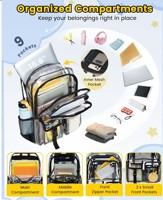 Sacs à dos multi-poches, grand sac à dos transparent en PVC pour filles et garçons, pour l'école, le travail, les voyages, sac à dos pour livres
