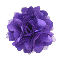 Fleurs de décoration fabriquées en usine pour vêtements pinces à cheveux en perles de plumes Fascinator Corsage broche 5cm fleur en tissu en mousseline de soie faite à la main