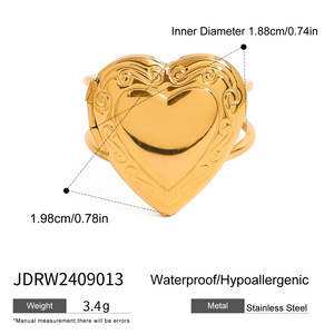 Cadeaux de la Saint-Valentin 2025, bague avec médaillon en forme de cœur, boîte à photos, bague ouverte, plaquée or 18 carats, en acier inoxydable, <span class=keywords><strong>bijoux</strong></span> tendance pour femmes - Product Image 6