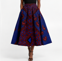 Jupe longue en laine légère à imprimé wax africain, couleur vive, coupe ample avec poches latérales pour filles – Grande Vente