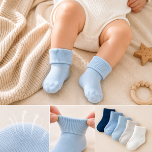 Calcetines para Bebés de 0 a 12 Meses, Suaves, Transpirables, de Color Sólido, Estilo Casual Minimalista, Venta al Por Mayor - Product Image 5