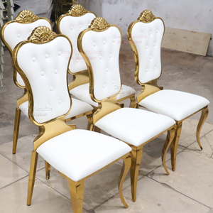Venta al por mayor barato rey trono Hotel muebles de lujo comercial apilable oro Metal boda decoración sillas para fiestas eventos - Product Image 6