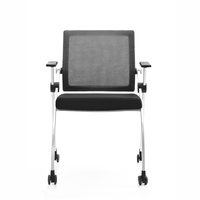 HUASHI Chaise de formation moderne en maille pour salles de réunion Chaise élévatrice en tissu avec roulettes empilable et pliable pour salles de conférence