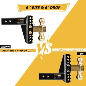 Enganche de remolque ajustable XPE con receptor de 2.5 pulgadas, elevación de 6 pulgadas, soporte de bola doble con bolas de 2 y 2.5/16 pulgadas para camiones y coches - Product Image 5