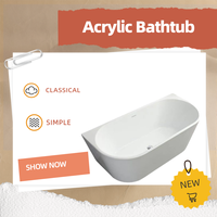 Baignoire autoportante moderne en acrylique avec jupe, pour bains relaxants en intérieur dans les hôtels, villas ou résidences, baignoire blanche