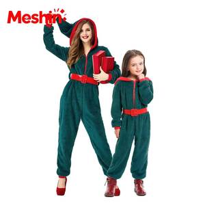 MS - Mono de Terciopelo Coral Verde para Invierno, Ideal para Fiestas, Festivales, Navidad, Pijamas Familiares para Niños y Adultos, Colección para Niñas - Product Image 1