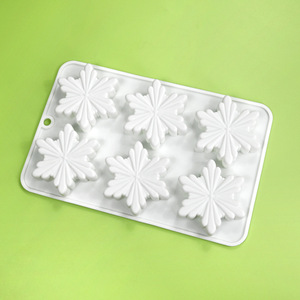 Snowflake Cake Mold 6 Cavity Silicone Baking Mold For Christmas Chocolate Mousse Cake Tools White - Product Image 2