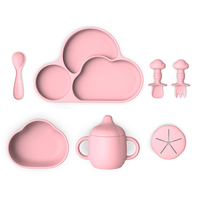 Personnalisé souple sans BPA écologique de qualité alimentaire résistant à la chaleur pour tout-petit bébé en silicone avec couvercle et assiette divisée