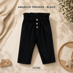 กางเกงขายาวสีดำ Amarilis ผ้าฝ้ายระบายอากาศได้ดี สวมใส่สบาย เนื้อผ้านุ่ม ยืดหยุ่นได้ เหมาะสำหรับไปโรงเรียน ท่องเที่ยว และช่วงเวลาที่สนุกสนาน - Product Image 3