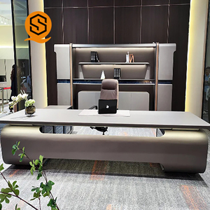 2025 di Shinestone mostra popolare moderna in legno Executive Desk a forma di L di lusso scrivania (per Ceos) su misura Foshan Factory - Product Image 2