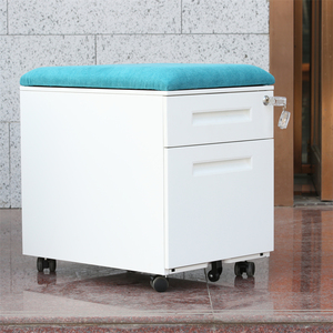 High Quality 2 Drawer Steel Office White Metal File Storage Mobile Pedestal Filing <b>Cabinet</b> with Cushion - Product Image 5