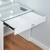 Coiffeuse moderne en bois de style européen pour enfants avec miroir LED, chaise et 1 tiroir, table de maquillage blanche pour chambre de filles