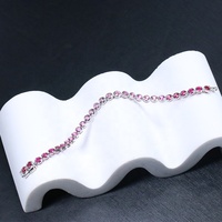Hochwertiges Rundschliff 3mm Fassung Tennis-Armband 925 Sterling Silber Mehrfarbiges Rosa Labor-Gezüchtetes Saphir-Armband