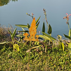 Ornements de jardin en acier inoxydable pour extérieur, patio, terrasse, allée de jardin, avec motifs d'oiseaux, miniatures, tournesols et abeilles printanières - Product Image 2