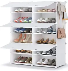 6 Tier 24 Paar Schuhs chrank Kunststoff Weiß Schuh regale Organizer für Schrank Flur Schlafzimmer Eingang