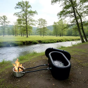 Bain de glace gonflable portable de luxe pour 1-2 personnes, chauffé au bois, avec poêle, spa à siphon thermique - Product Image 4