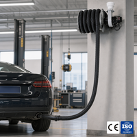 Enrouleur de tuyau d'extraction à ressort manuel CE ISO9001, avec tuyau en caoutchouc haute température pour atelier automobile, garage, extraction de gaz avec souffleur