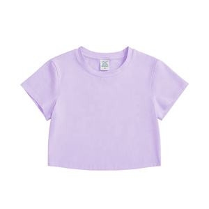 Grosir murah kaus <span class=keywords><strong>Crop</strong></span> top polos spandeks katun kaus t-shirt Slim Fit perempuan kosong - Product Image 3