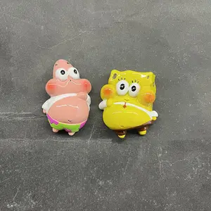 2023 Baru Kreatif Lucu Kartun Tiga Dimensi SpongeBob Resin Stiker Kulkas Magnetik