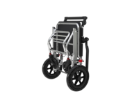 Fauteuil roulant de transport en aluminium imprimé par transfert en fibre de carbone super léger, capacité de 136 kg, certifié CE. Verrouillage de voyage facile