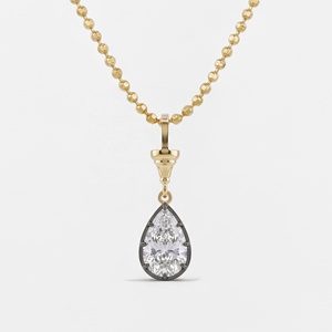 Pendentif goutte en argent sterling 925 avec zircone cubique taille poire, monture plaquée or 18 carats et finition couleur bronze. - Product Image 2