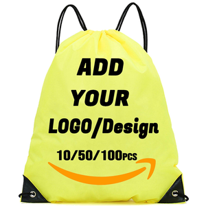 Wholesale Custom Polyester <b>Drawstring</b> <b>Backpack</b> Foldable Nylon Gym Bag with Letter Pattern Reusable Log Design Shopping Bags - Product Image 5