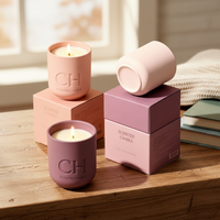 Bougie parfumée peinte à la main C&H dans un pot en céramique réutilisable, sans danger pour les aliments, bougie à la cire de soja à combustion propre, environ [nombre] Durée de combustion de 42 heures