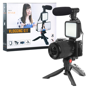 Kits de Grabación de Vlogs, Traje de Fotografía de <span class=keywords><strong>Estudio</strong></span> con Soporte de Luz LED, Micrófono, <span class=keywords><strong>Mini</strong></span> Trípode para Grabación en Vivo para Teléfonos Inteligentes y Cámaras - Product Image 6