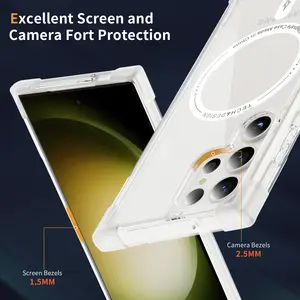 Funda de teléfono magnética de PC a prueba de golpes transparente DIY funda de teléfono móvil personalizable para Samsung S23 Ultra