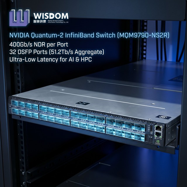 Brand New NVIDIAs MQM9790-NS2R Quantum-2 NDR 400G InfiniBand Switch 32 OSFP 1U C2P Airflow for AI HPC Cluster Data Center
