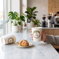 Gobelet en papier kraft à double paroi biodégradable avec couvercle, imprimé sur mesure, gobelets à café jetables de qualité alimentaire, ISO9001 FSSC BRCGS