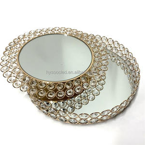 Bandeja de cristal dorada para espejo, bandeja de Metal para decoración del hogar, plato de fruta, exhibición de Joyas, bandeja de espejo decorativo, mesa de almacenamiento - Product Image 3
